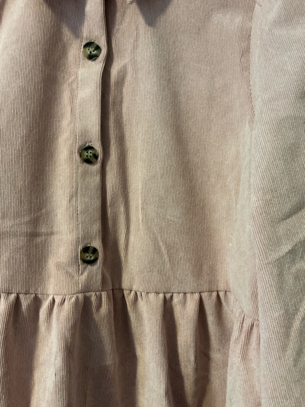 Zara Blush Corduroy Collared Button-down Dress, S - Picture 3 of 6